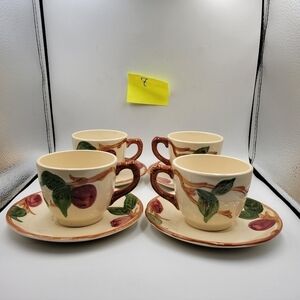 Vintage Franciscan Apple Set of 4 Cups & 4 Saucers